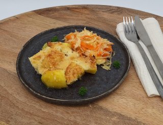 Kartoffel-Birnen-Auflauf mit Pecorino nero